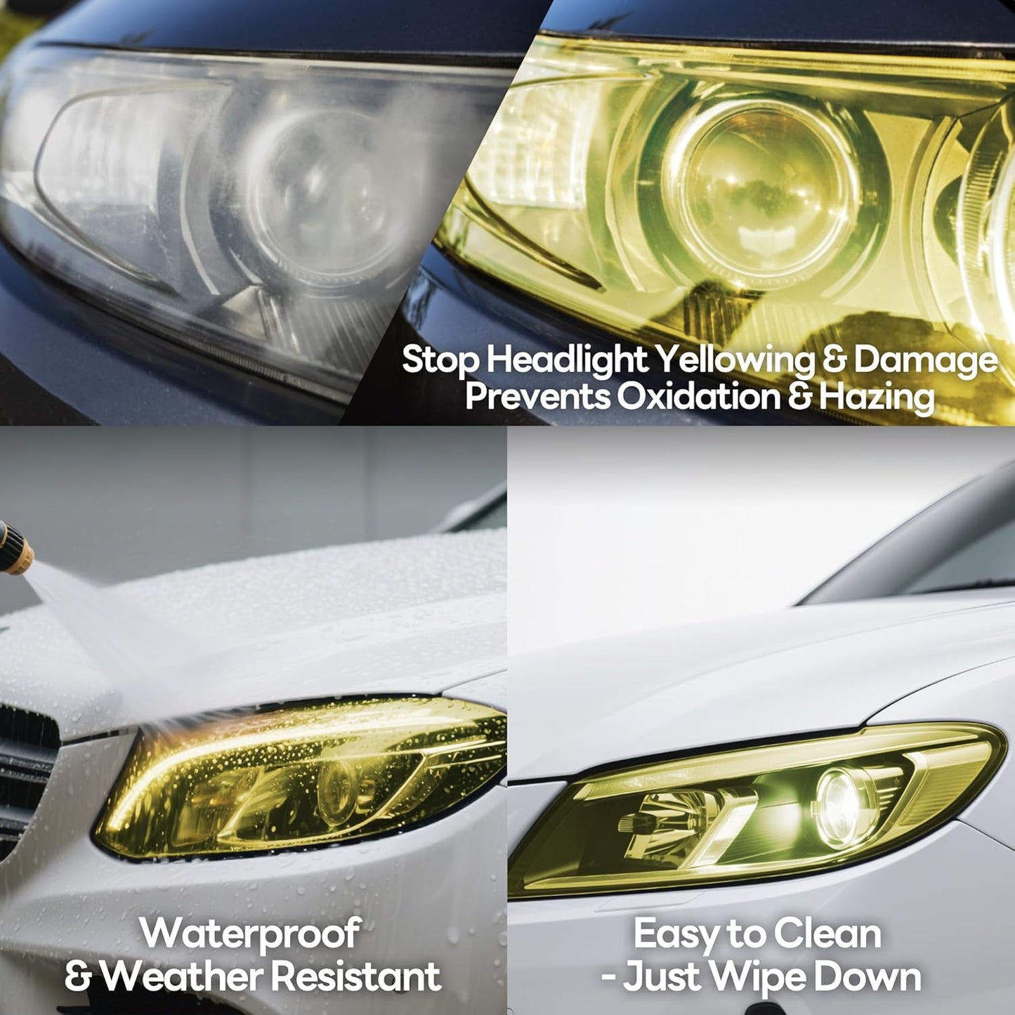 Lypumso 16 x 60 Inches Headlight Taillight Car Tint Vinyl Film, Self Adhesive Fog Lights Sticker Sheet Roll for Car Lights Cover Protection (Yellow)