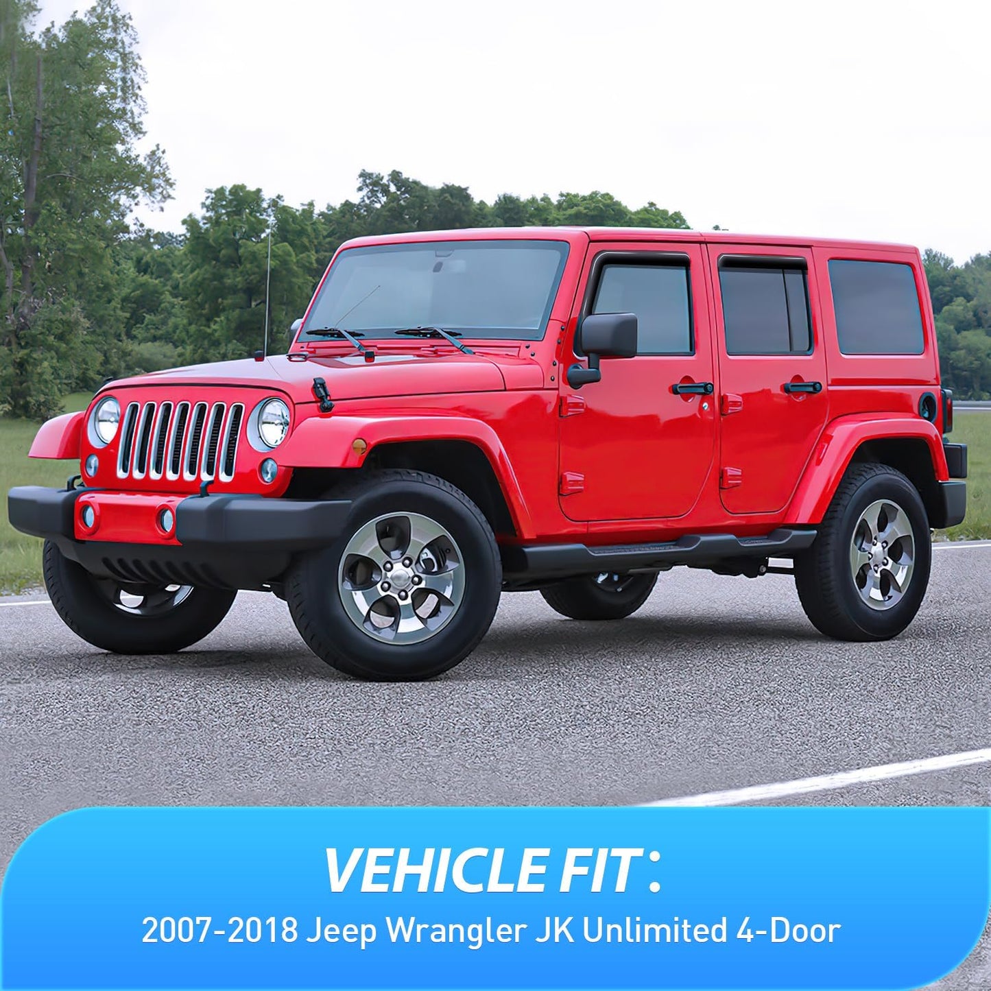 Nilight in Channel Rain Guards for Wrangler JK 2007 2008 2009 2010 2011 2012 2013 2014 2015 2016 2017 2018 Unlimited 4-Door Window Deflectors, Vent Window Visors