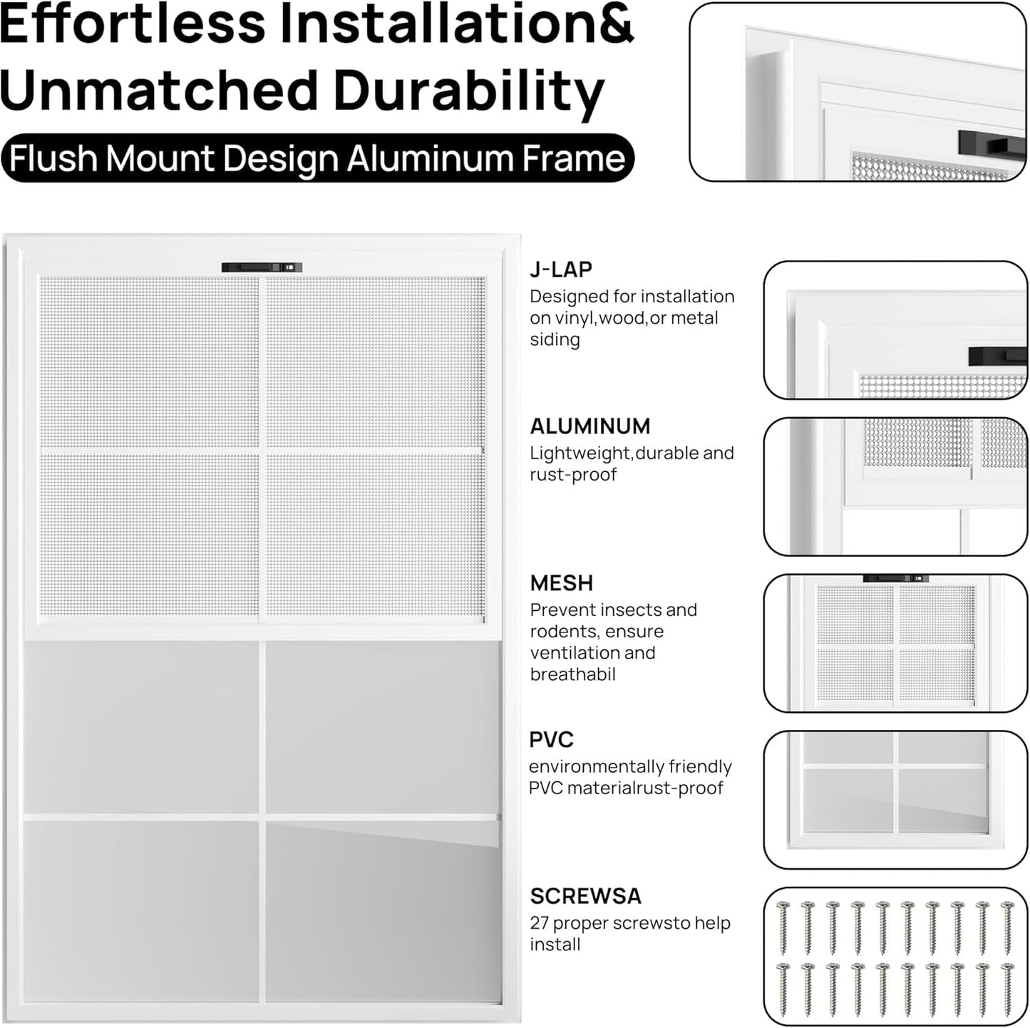 2 Pack 24" x 36"Shed Window, with Tempered Glass and Fiberglass Screen for Shed, Chicken Coop, Playhouse, Household, Garage