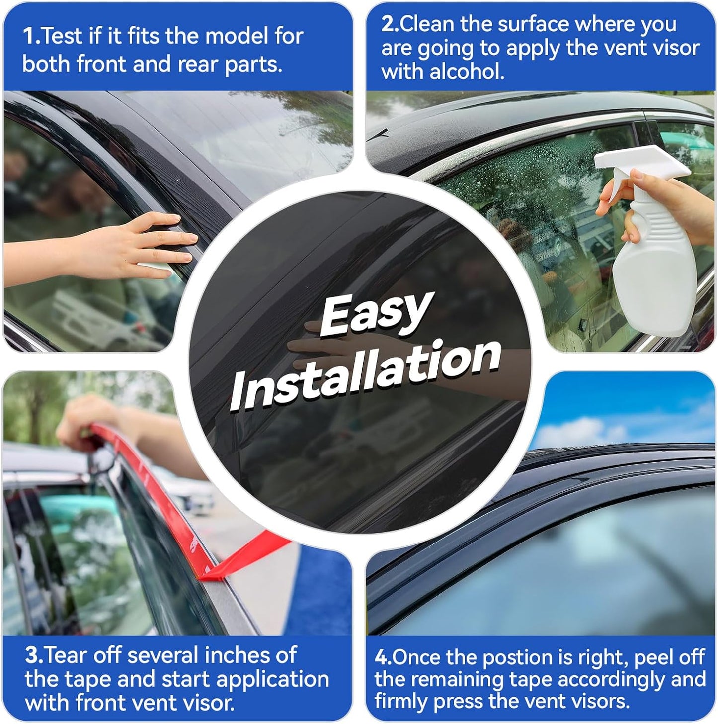 Window Visors Rain Guards Shield for 2007-2012 Nissan Versa Hatchback, Out-Channel Window Vent Wind Deflectors Visors Shades for 07-11 Nissan Versa Sedan