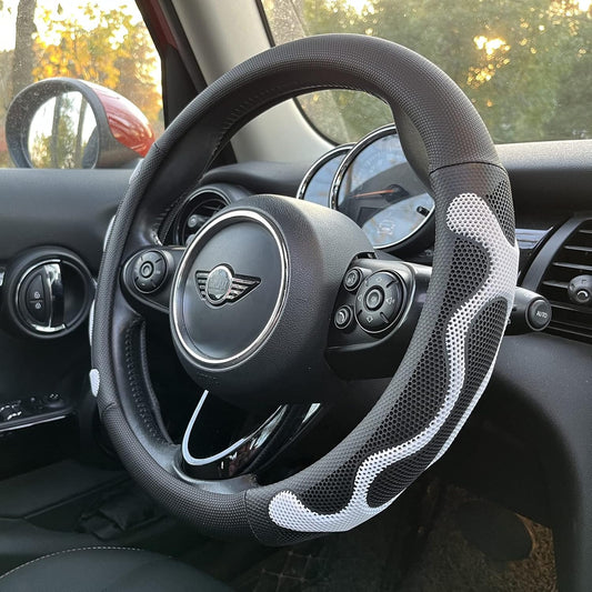 PINCTROT Comfy Grip Steering Wheel Cover, Anti-Slip Design, Universal 14.5-15 Inch(Silicone White)