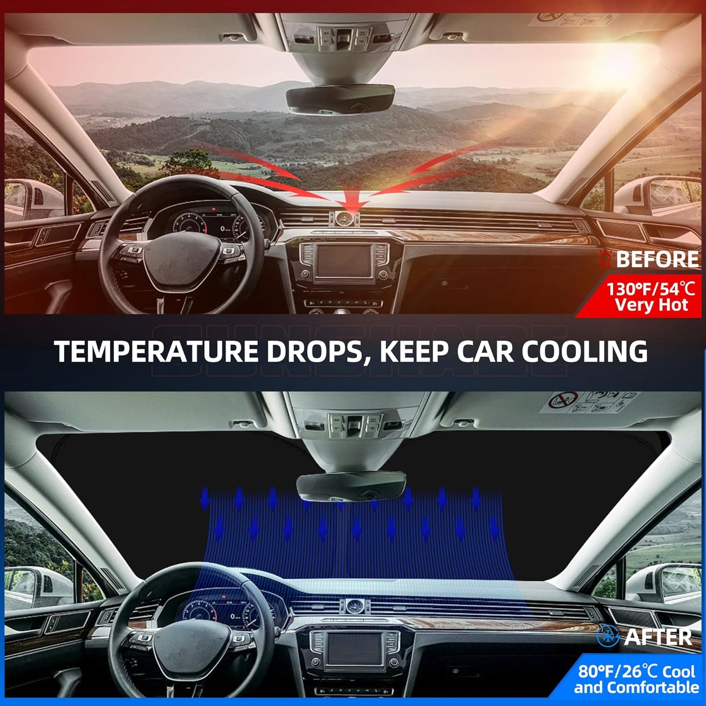 Windshield Sun Shade for Honda HR-V (LX Sport EX EX-L) 2023-2025 2026 Foldable HRV Sunshade Custom Fit Front Window Car Interior Accessories Protector Blocks UV Rays