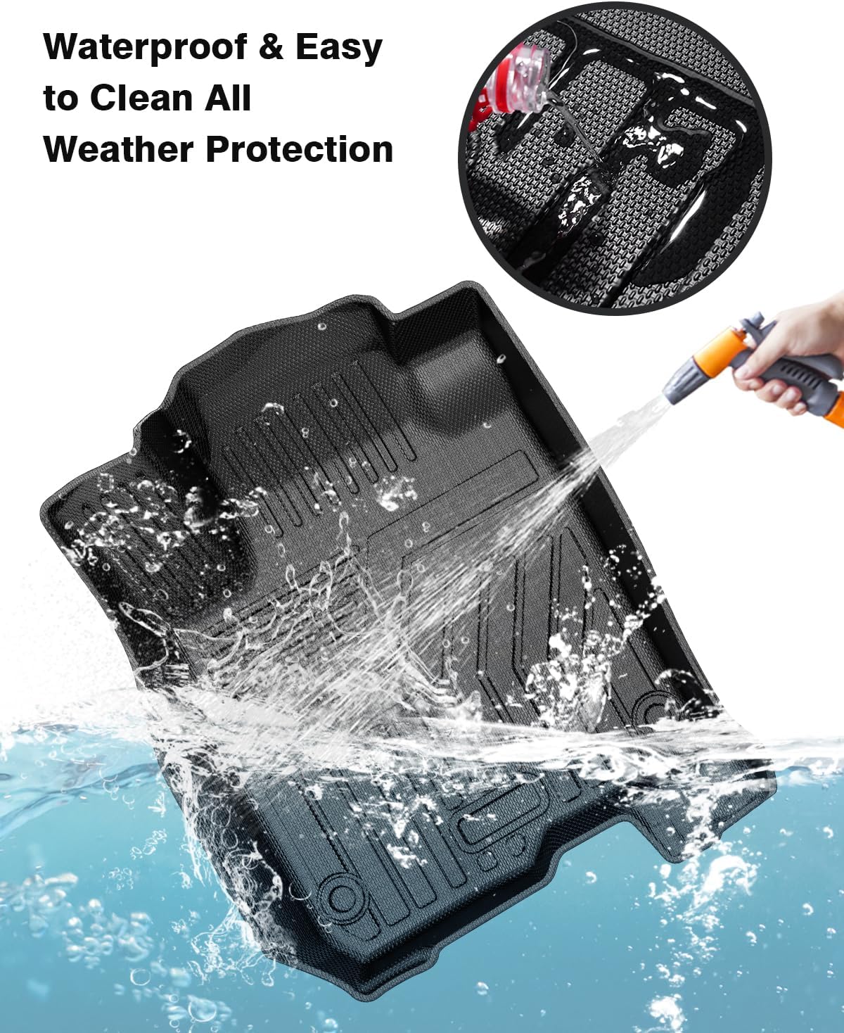 Powerty Floor Mats & Cargo Liner for 2023 2024 2025 Honda HRV HR-V Accessories Floor Mats 2 Row Liner Set All Weather TPE 3D Floor Liners&Rear Cargo Mat