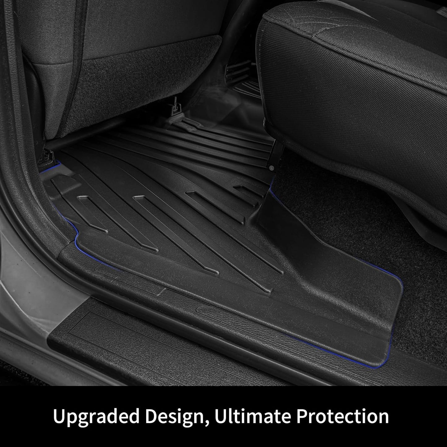 OEDRO Upgraded Floor Mats Fit for Toyota Tacoma 2016-2023 (Only for Double Cab & Automatic), All Weather TPE Tacoma Floor Liner Front and Rear 2 Row Mats,Black