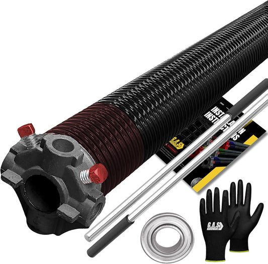 Garage Door Torsion Spring 234x1.75x31 Includes 1” Steel Bearing, Gloves, Manual, and Winding Bars for Right Side of Garage Door Precision E-Coating 5-Year Warranty Min. 30,000 Cycles (Black Cone)