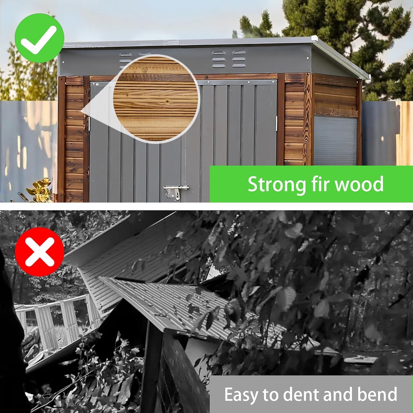 MyVoice 3x5 FT Wooden Outdoor Storage Shed with 4 Vents & 2 Adjustable Windows, DIY Cedar Tool Shed Kit, Garden Bike Firewood Storage, Waterproof Backyard Outdoor Shed for Patio, Lawn, Yard & Garage