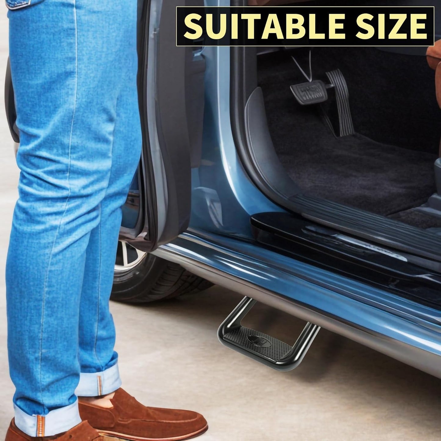 KUAFU Universal Side Step Compatible with 1967-2020 Chevrolet Toyota Ford Dodge Jeep GMC Nissan Mazda Aluminum 2 Pcs Side Step for Pickups & Trucks Black