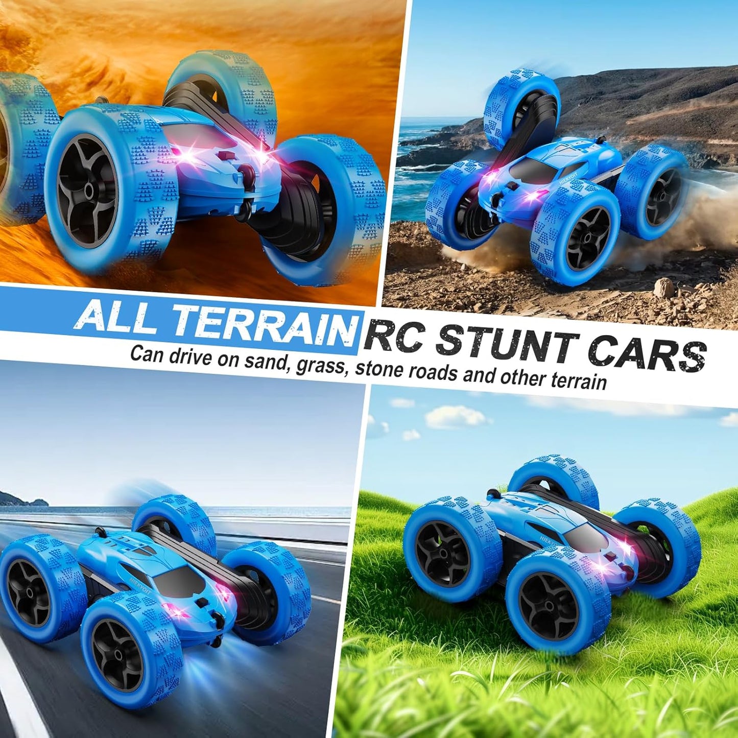 Remote Control Car, RC Cars Toys for 6-12 Year Old Boys, Off Road RC Stunt Car 4WD 360° Rotating Remote Control Cars for Kids, Boys for Birthday, Christmas Blue