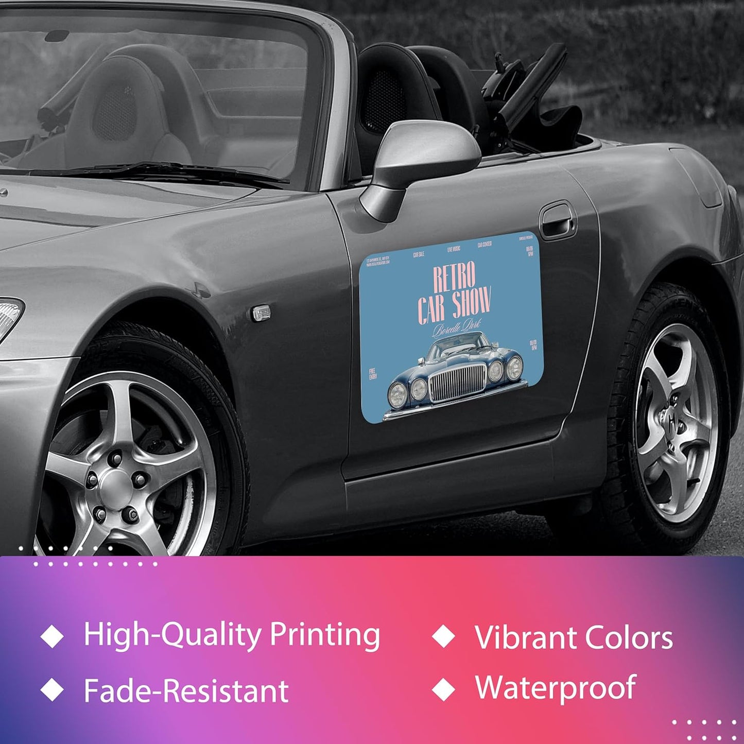 Custom Car Magnet for Business 2 Pack | Personalized Logo, Text, and Image Reflective Magnetic Signs for Vehicles | Effective Advertising Signs | Various Size | Weather-Resistant - 18x36in