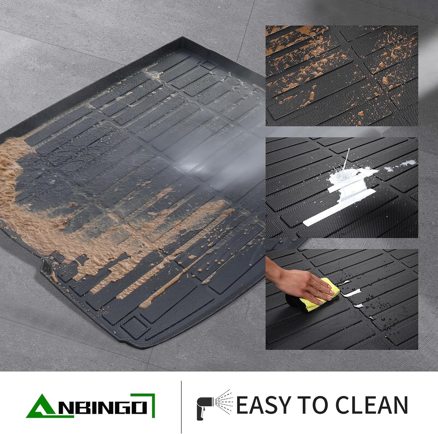 ANBINGO®-Floor Mats & Cargo Liner Custom for Mazda 3 2025 2024 2023 2022 2021 2020 2019(Only Fits Hatchback Models) All Weather Protection TPE Floor Liners Front & Rear Row Full Set Accessories Black