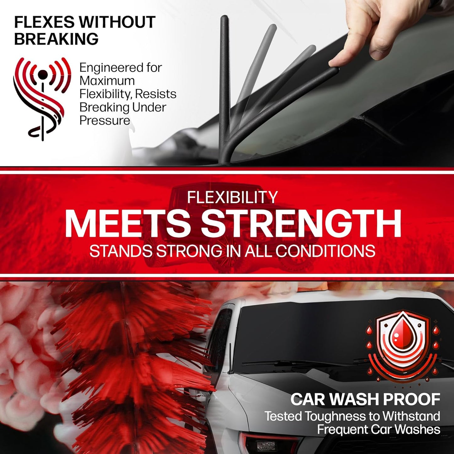 AntennaMastsRus Short Rubber Antenna for Jeep Wrangler JK/JL Gladiator (2007-2024), USA Stainless Steel Threading, The Original 6 3/4" Truck Accessory, Car Wash Proof, Internal Copper Coil