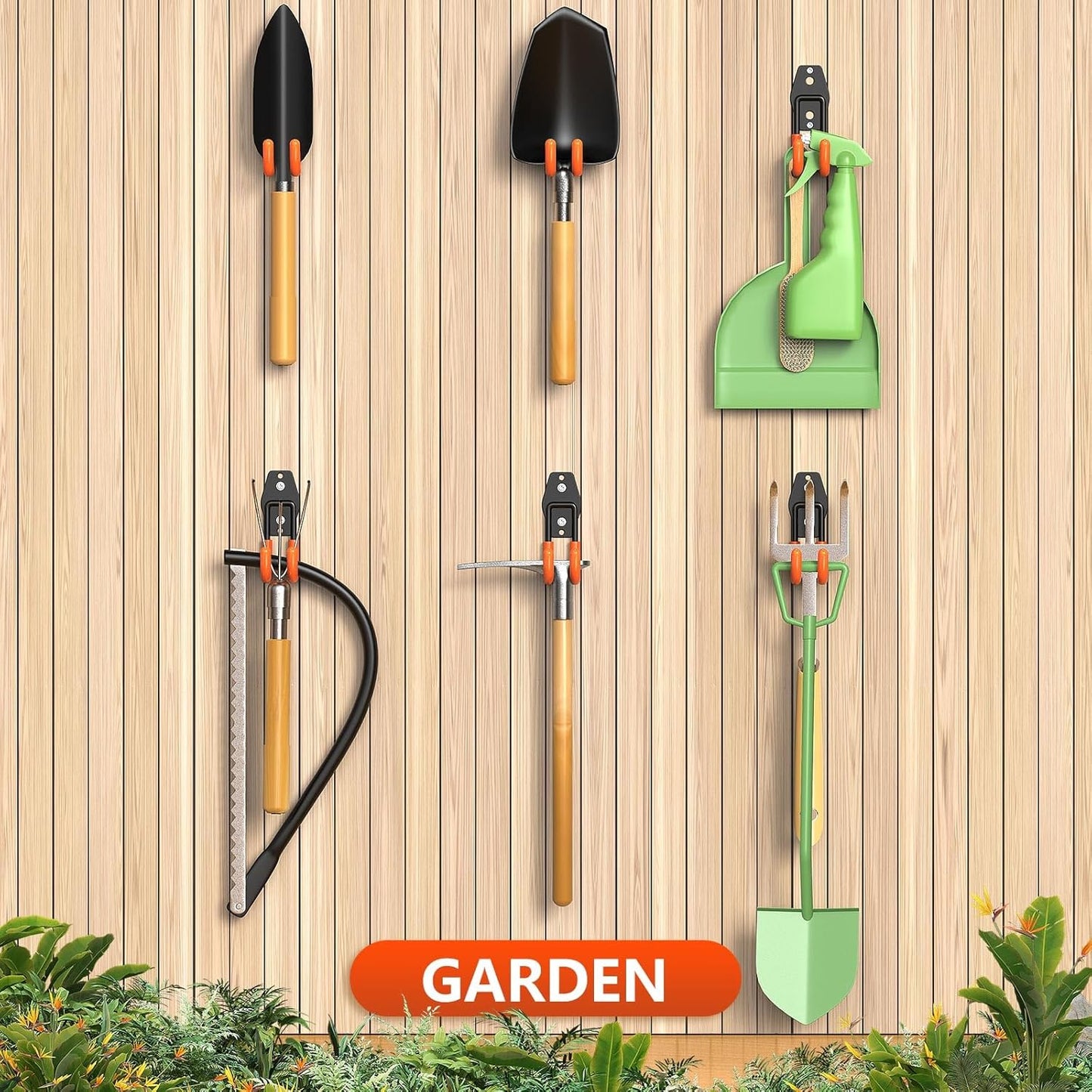 8 Pack 4.7x2.6 Inch Utility Steel Wall Mount Heavy Duty Garage Hooks with Anti-Slip Coating,Storage More Yard,Garden and Power Tools and for Hanging Hose,Ladder and Bike