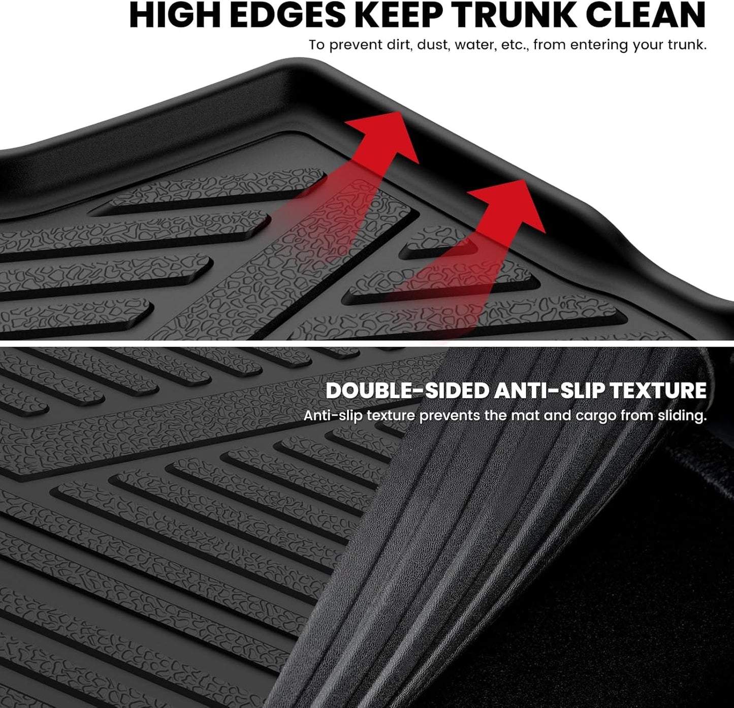 LASFIT Trunk Mat for Lincoln Corsair 2025 2024 2023 2022 2021 2020, All Weather TPE Cargo Mats Custom Fit Cargo Liner Front & Rear Trunk Liner, Black, Easy to Clean