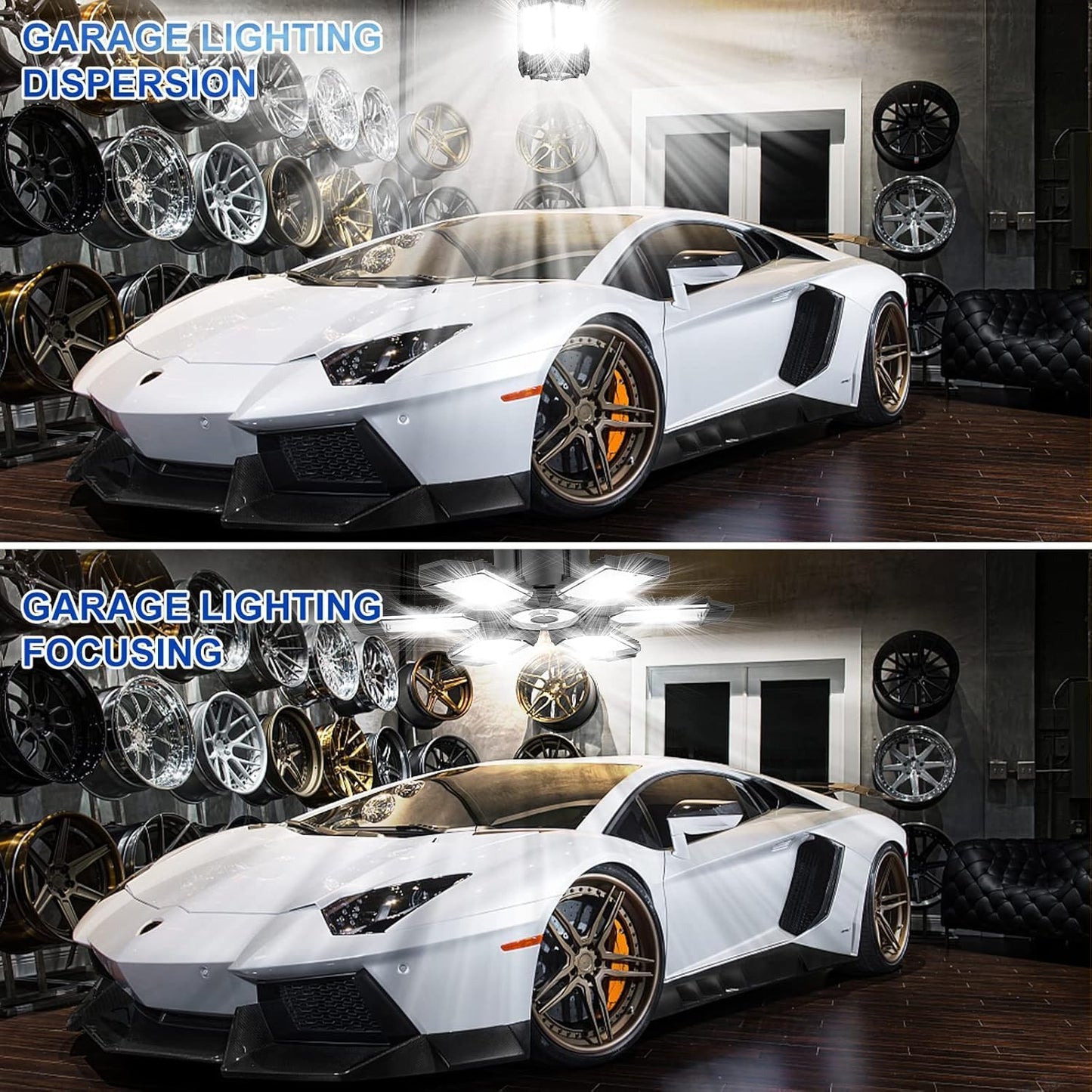 4 Pack LED Garage Lights,220W Super Bright Ceiling Led Shop Lights,Deformable Scew in E26 Base Garage Light for Basement Warehouse Workshpo