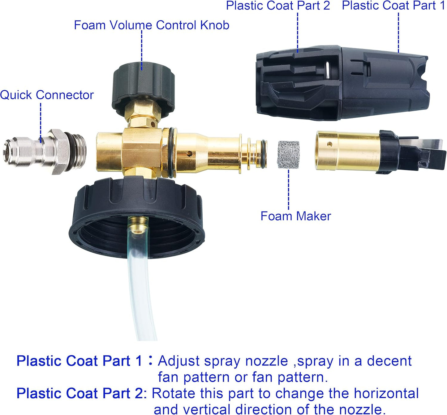 Tool Daily Foam Cannon, 1/4 Inch Quick Connect, Power Washer Foam Cannon with 5 Pressure Washer Nozzles,1 Liter