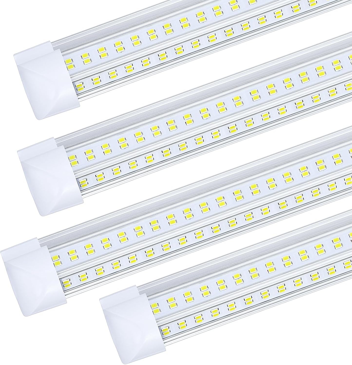 4 Pack,Led Shop Lights, 8FT Led Shop Light,144W 6000K 19500LM Clear White,Led Shop Light 8FT 110V Linkable Integrated 4 Row V-Shape for Shop Garage,Warehouse