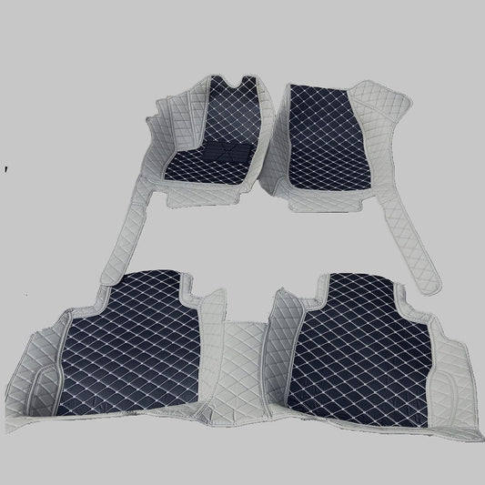 Custom All-Weather Protection Luxury Leather Floor Mats for Cars SUVs Trucks According Anti-Slip Leather Floor mats ﻿ (34,Gray and Black White)