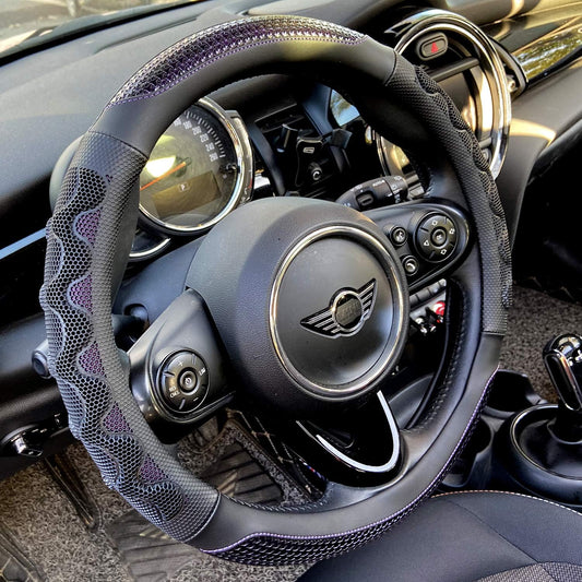 PINCTROT Steering Wheel Cover Great Grip with 3D Honeycomb Anti-Slip Design, Universal 14.5-15 Inch (Purple)
