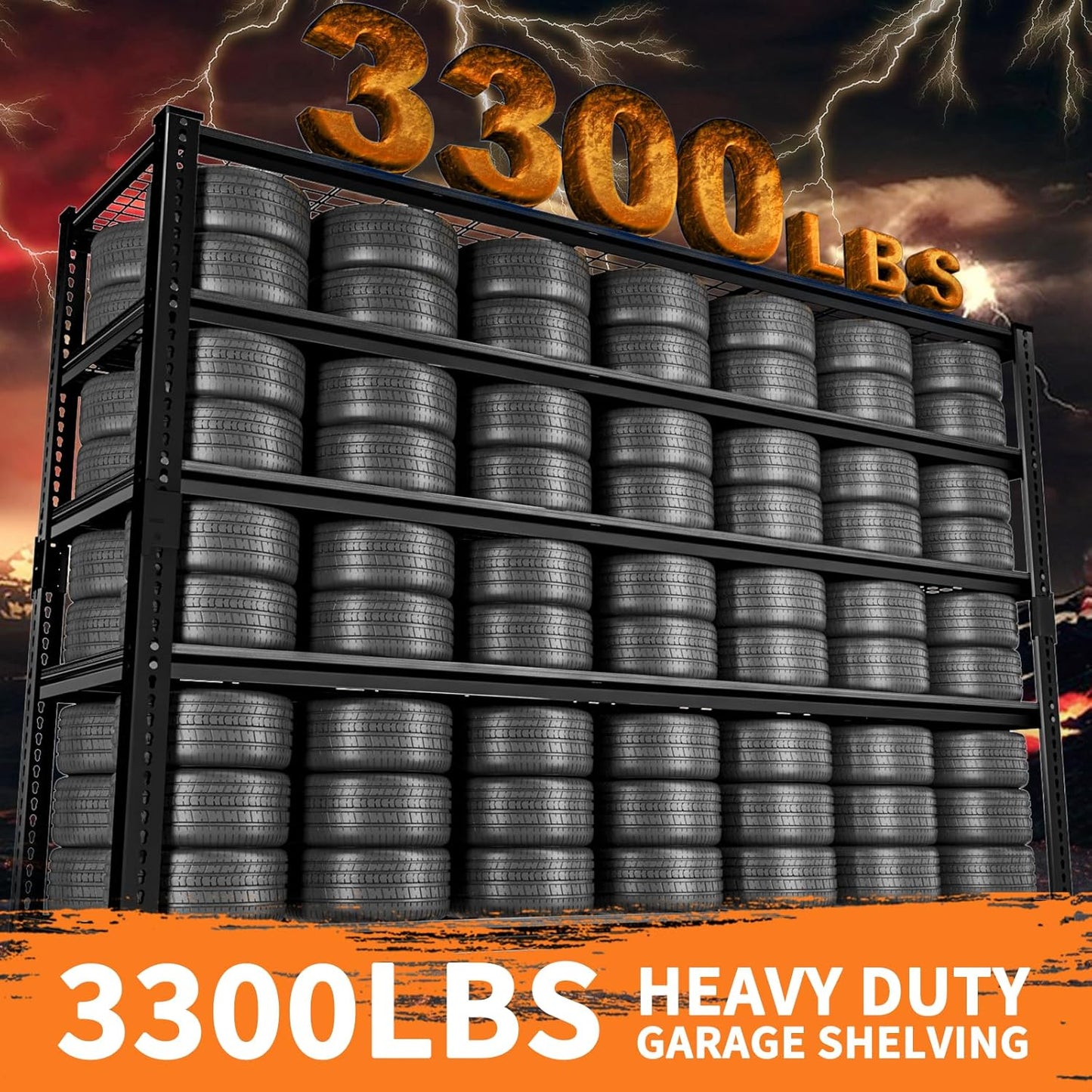 ROOMTEC Garage Shelving, 3300 LBS Capacity Storage Shelves Heavy Duty, 5 Tier Adjustable Metal Organizer Wire Rack, 60"L x 24"W x 78"H Utility Shelf Unit for Kitchen Pantry (1, 60" L x 24" W x 78" H)