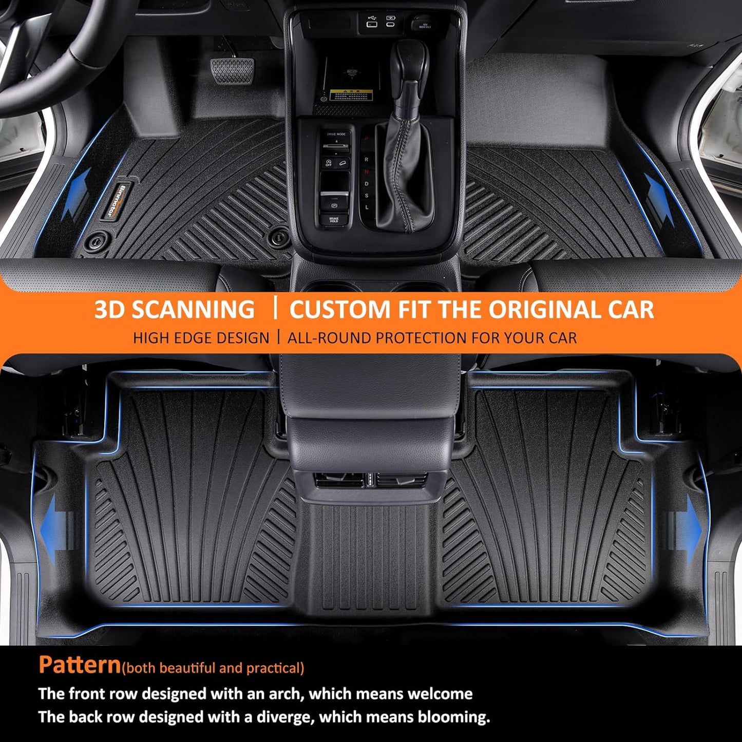 Binmotor-Floor Mats & Cargo Liner Set for Nissan Kicks 2024 2023 2022-2018, All Weather Mats Cargo Trunk Mat Waterproof Car Mats for Nissan Kicks Accessories Custom Fit