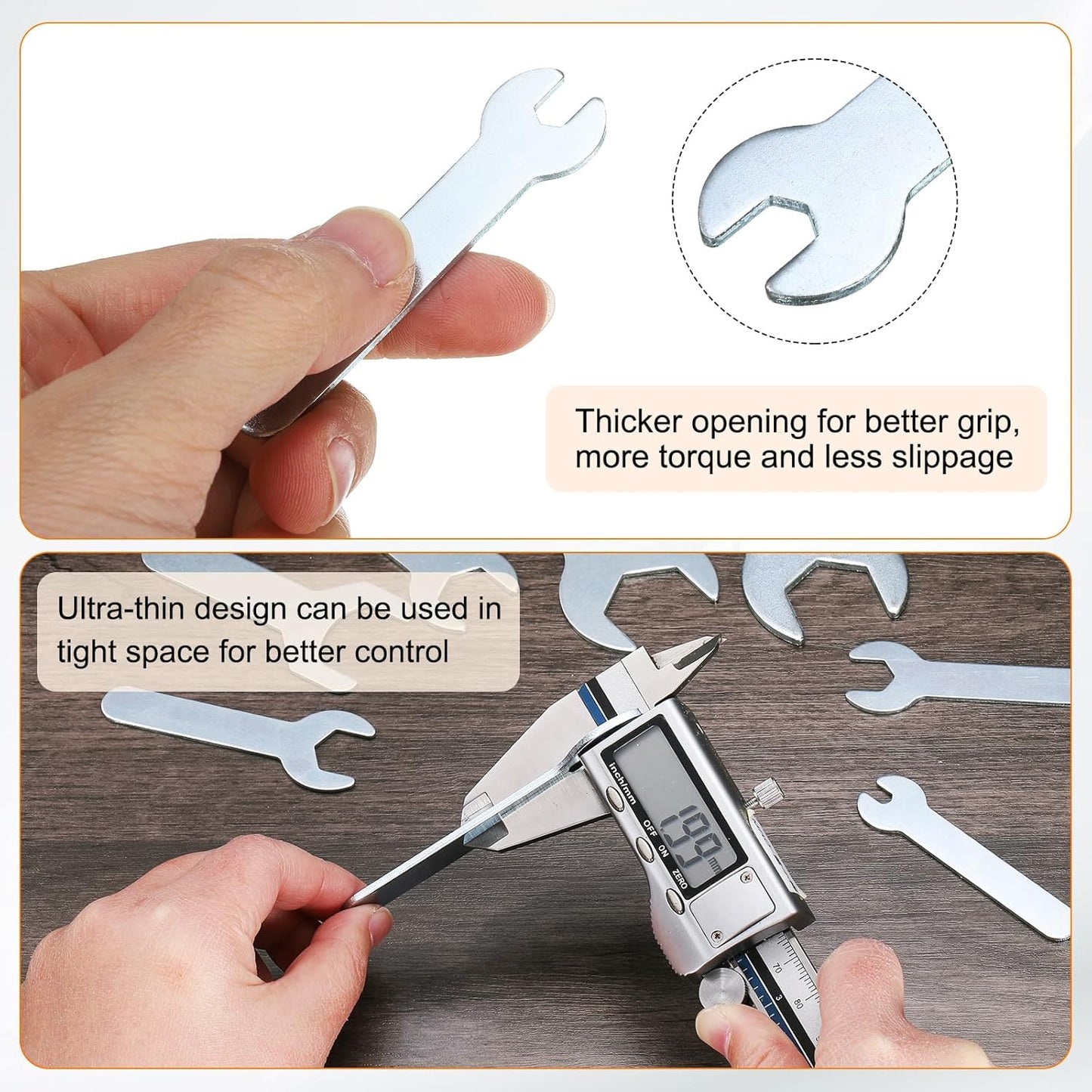 HARFINGTON 10pcs Small Wrench Open End Wrench 5.5x66x1.5mm Metric U-Shaped Single Open Ended Spanner Super Thin Small Flat Head Galvanizing Wrench for Automotive Repair Furniture Assembly