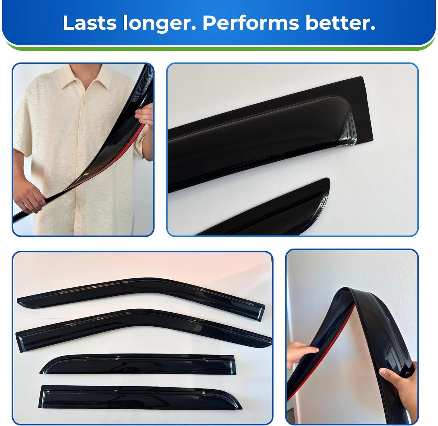 KPY Window Visor Compatible with Kia Sportage 2005-2010, 4PC Rain Guard Side Window Vent Deflectors Tape-On Mugen Style, 2005 2006 2007 2008 2009 2010