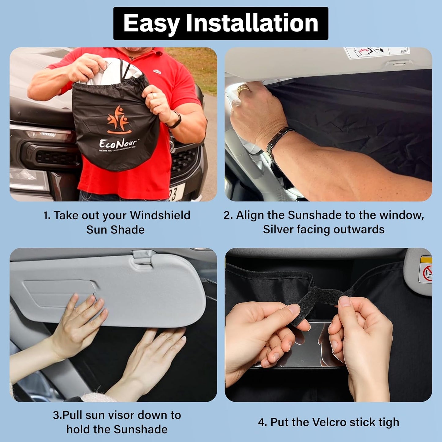 BMW X3 EcoNour Car Windshield Sunshade 2018-2025 - 240T Polyester Material Cars Sun Visor Reflector Blocks UV Rays - Foldable Sunshade Interior Protection Accessories