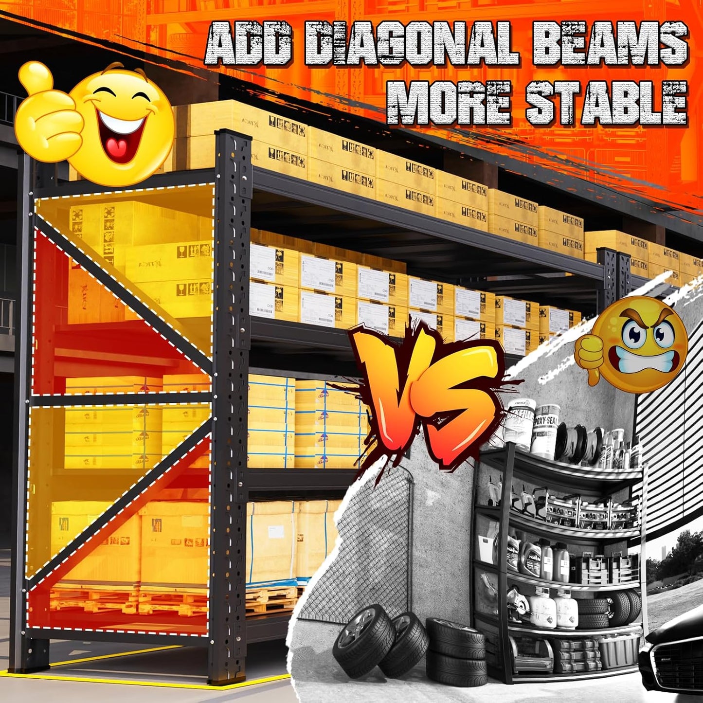 48''W Garage Shelving Heavy Duty, Metal Garage Shelves, 7000LBS Storage Shelves 4 Tier Adjustable Steel Shelving Units, Wide Industrial Shelving Storage Rack for Warehouse, Basement,Black