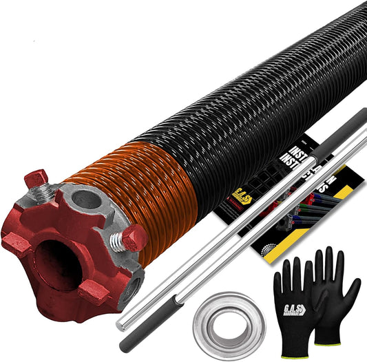 Garage Door Torsion Spring 273x2x36 Torsion Springs for Left Side of Garage Door with 1" Steel Bearing, Gloves, and Winding Bars Precision E-Coating 5-Year Warranty Minimum 30,000 Cycles (Red Cone)