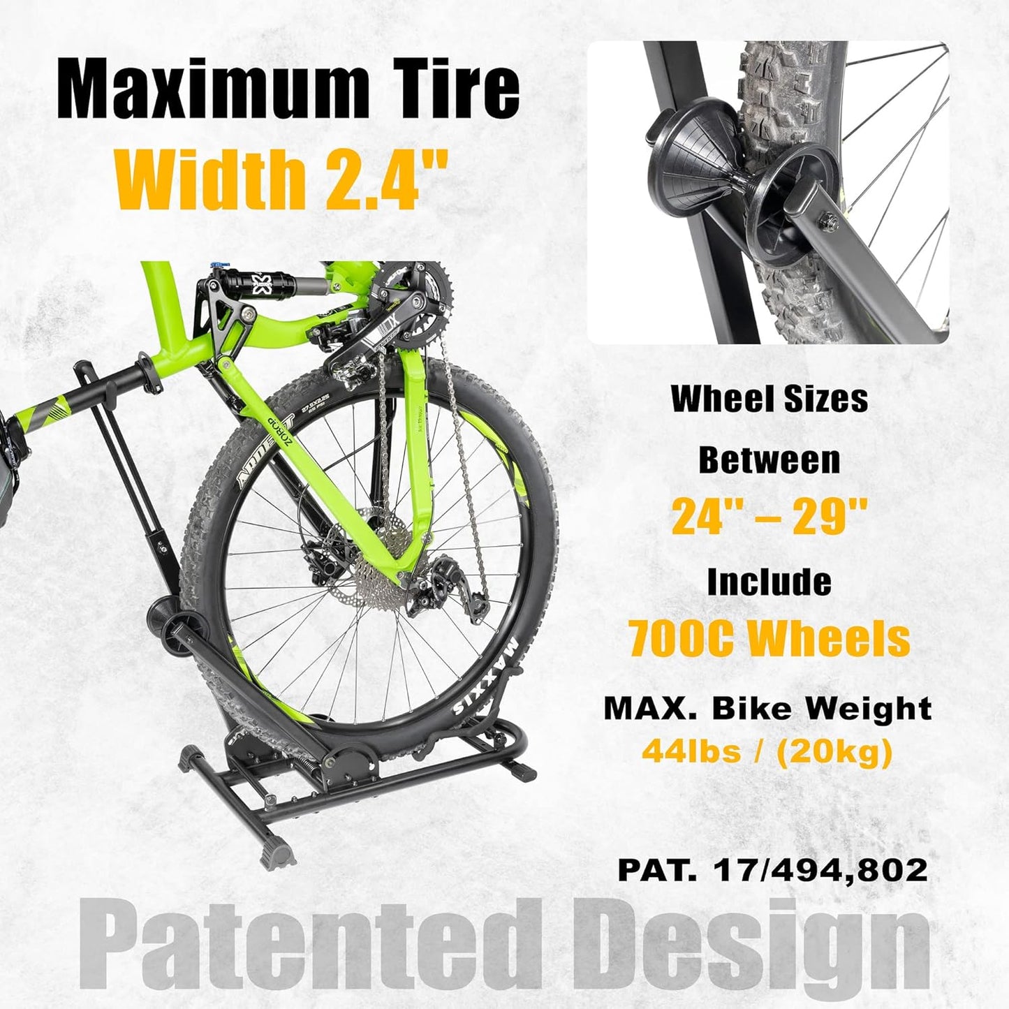 BIKE HAND Upright Bike Stand - Premium Quality Vertical & Horizontal Adjustable Bicycle Floor Parking Rack - for Storing MTB Road Bikes - up to 29” Wheel Size - Seatpost Stabilizer Ver. 1-1 Bike