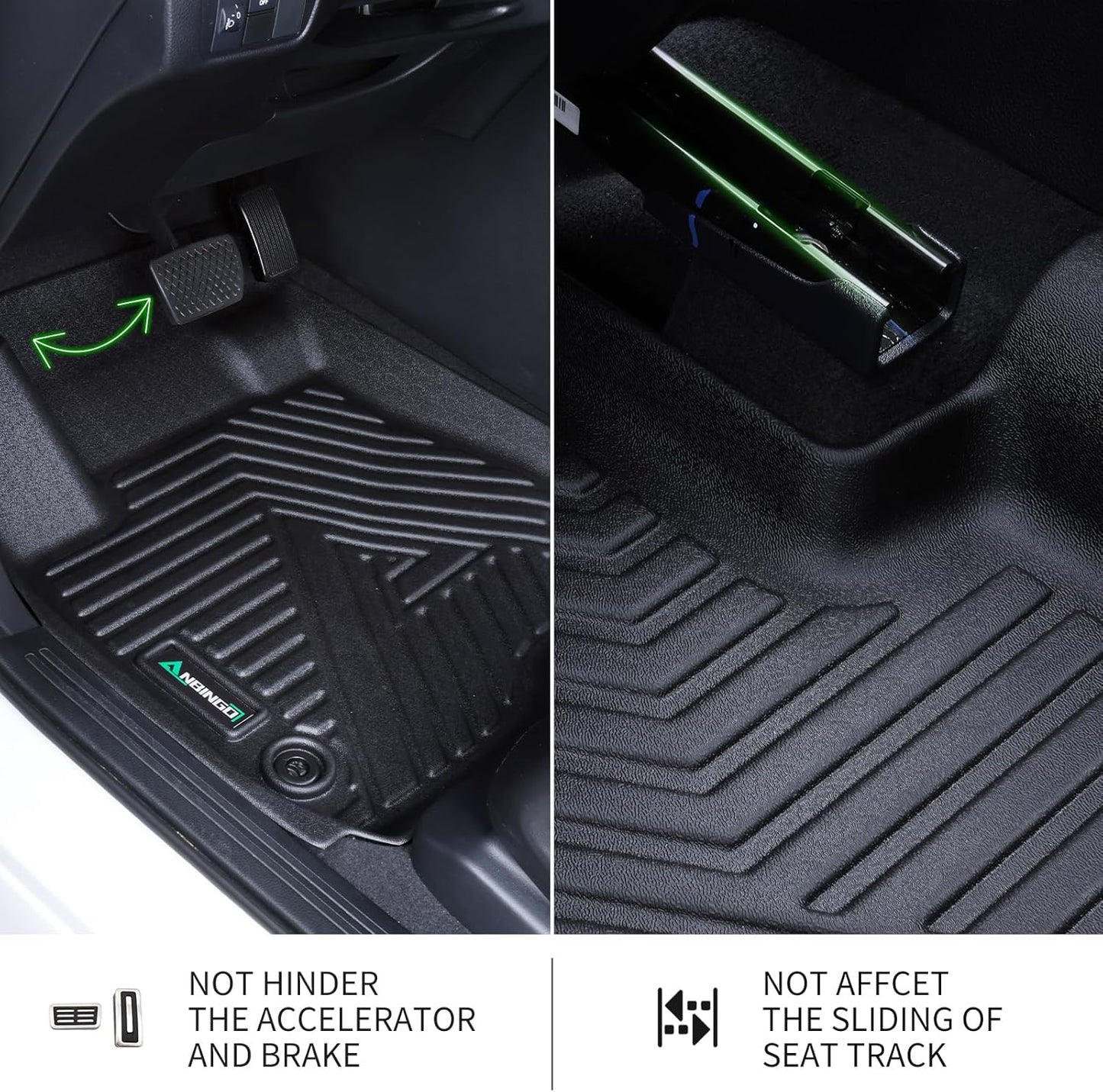 ANBINGO® Floor Mats & SeatBack Cargo Liner | CX90 2024-2025 6 Passenger | 2nd Row with Bucket Seat or Captain Seat | (50/50 Velcro Tape Fixed Backmats) TPE 3 Rows Waterproof Car Mat