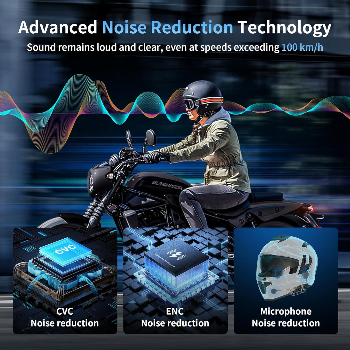 Fodsports M1-S Air Motorcycle Helmet Bluetooth, 4 Riders Motorbike Intercom Headset with Music Sharing, 1000 m Helmet Communication Systems, Quick Pairing/FM Radio/Handsfree/Stereo Music(2 Pack)