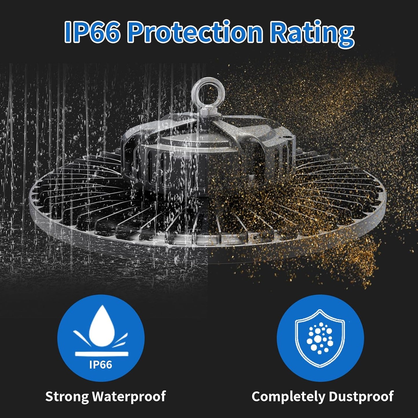 6 Pack UFO LED High Bay Light 150W, 21000 LM, 5000K with 5ft Power Cord, US Plug, Bright LED Shop Light for Basement Commercial Factory Garage Lighting, IP66 Waterproof, AC110-277V, ETL Listded