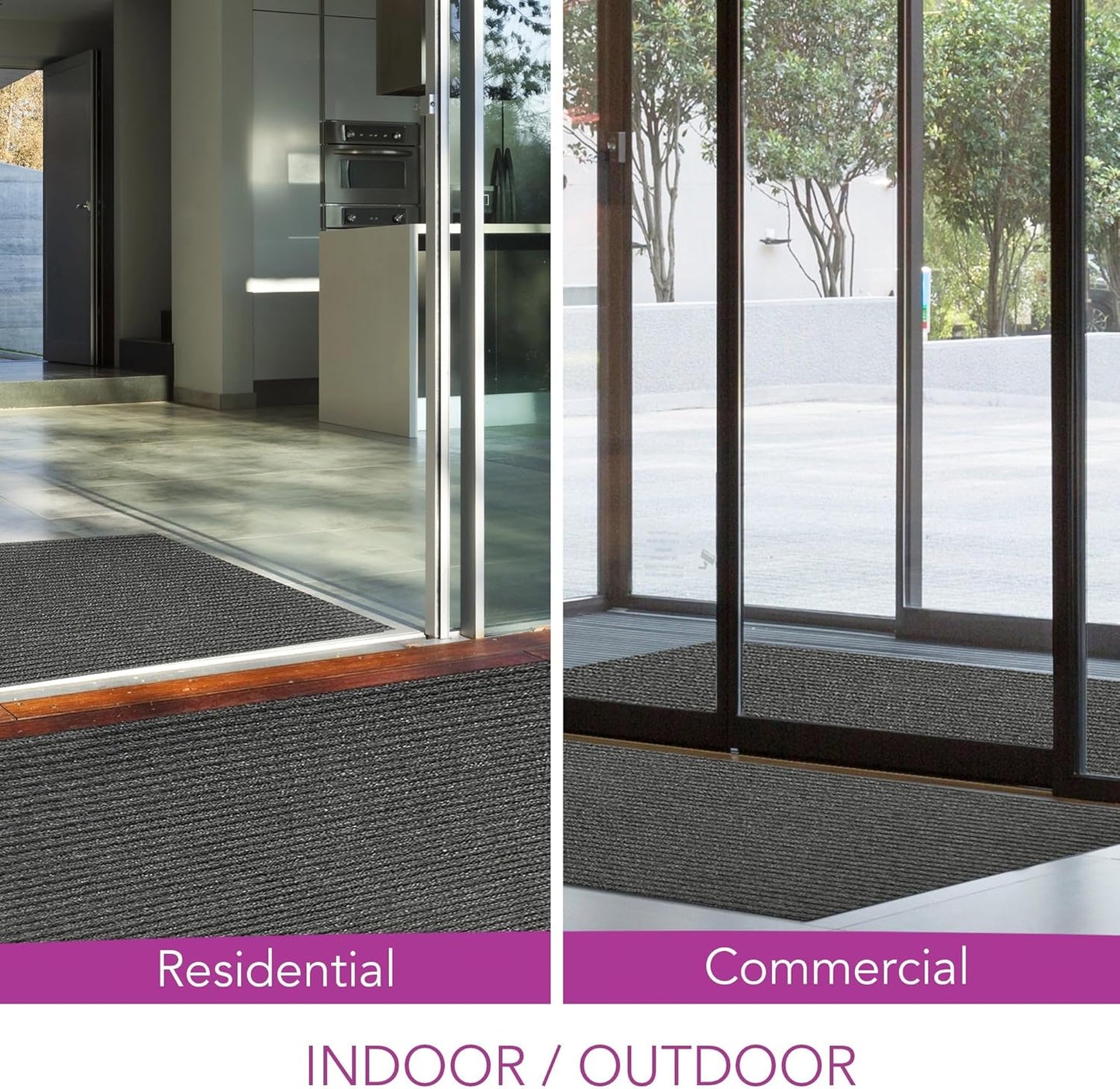 iCustomRug Spartan Weather Warrior Duty Indoor/Outdoor Utility Ribbed in 3ft,4ft,6ft Widths 70 Custom Sizes with Natural Non-Slip Rubber Backing 4'X7' in Charcoal