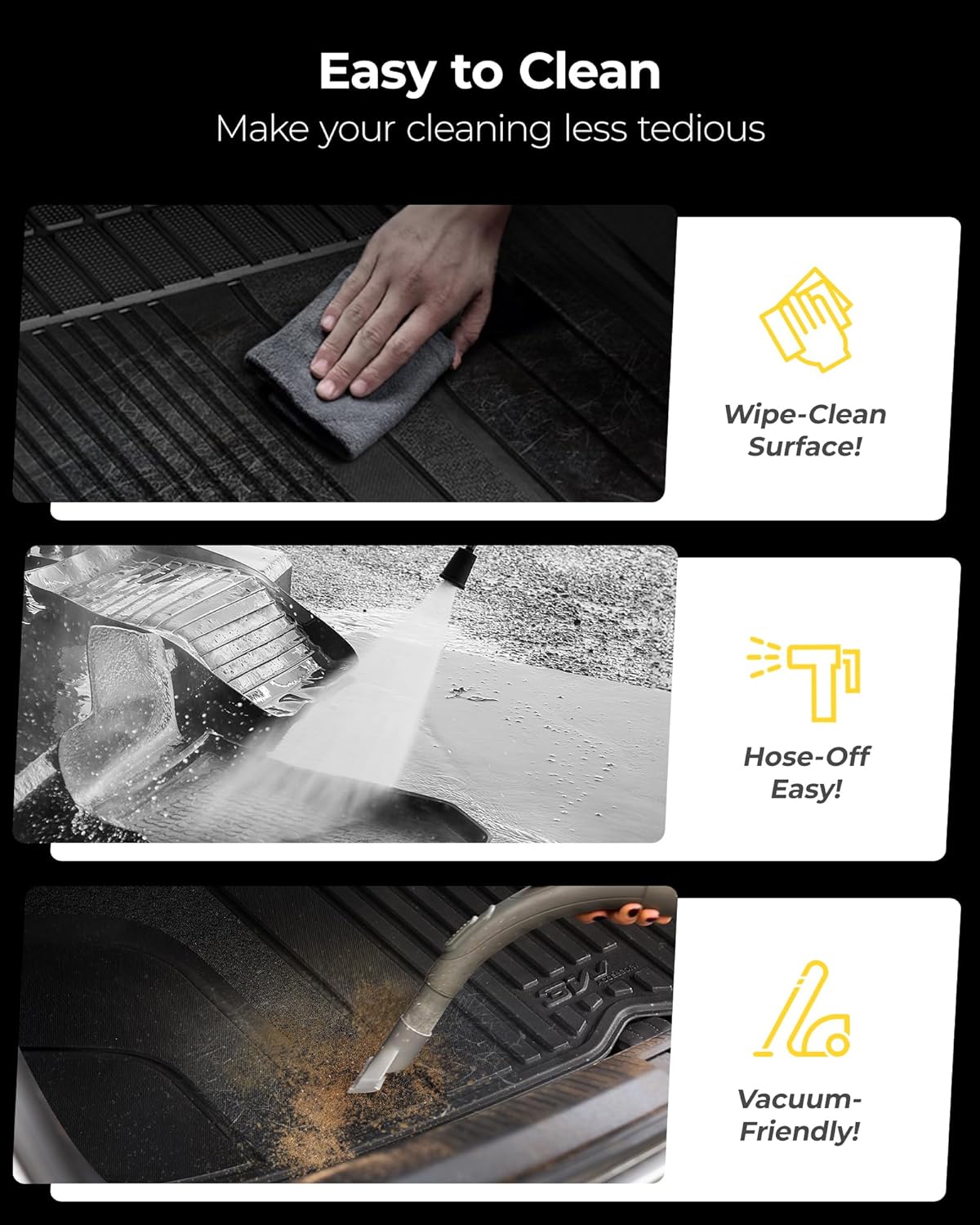 3W Cargo Liner Compatible for Jeep Grand Cherokee L 2021-2025 All Weather Custom Fit TPE Cargo Tray Heavy Duty Trunk Mats, Black