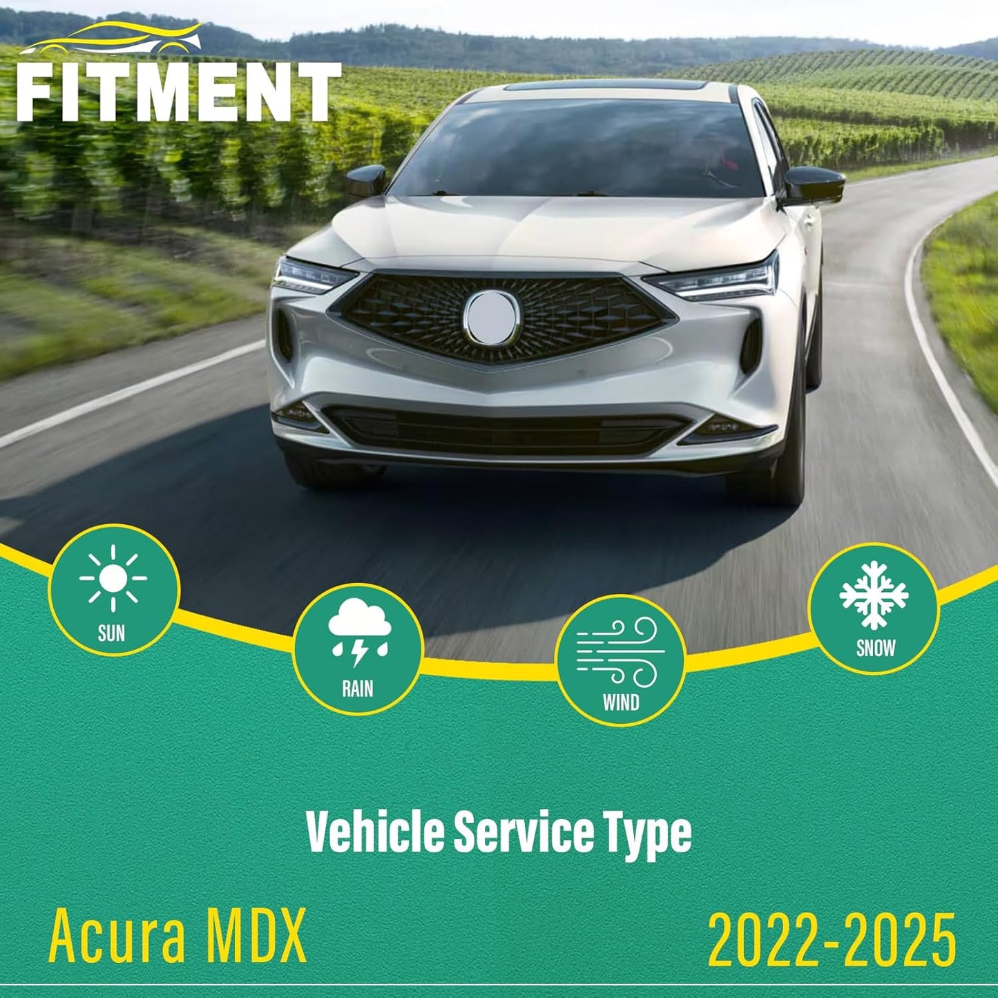 26" 20" 16" Windshield Wiper Blades Replacement for Acura MDX 2022 2023 2024 2025 Premium All Weather Front Rear Wipers Set - OEM Quality (Pack of 3)