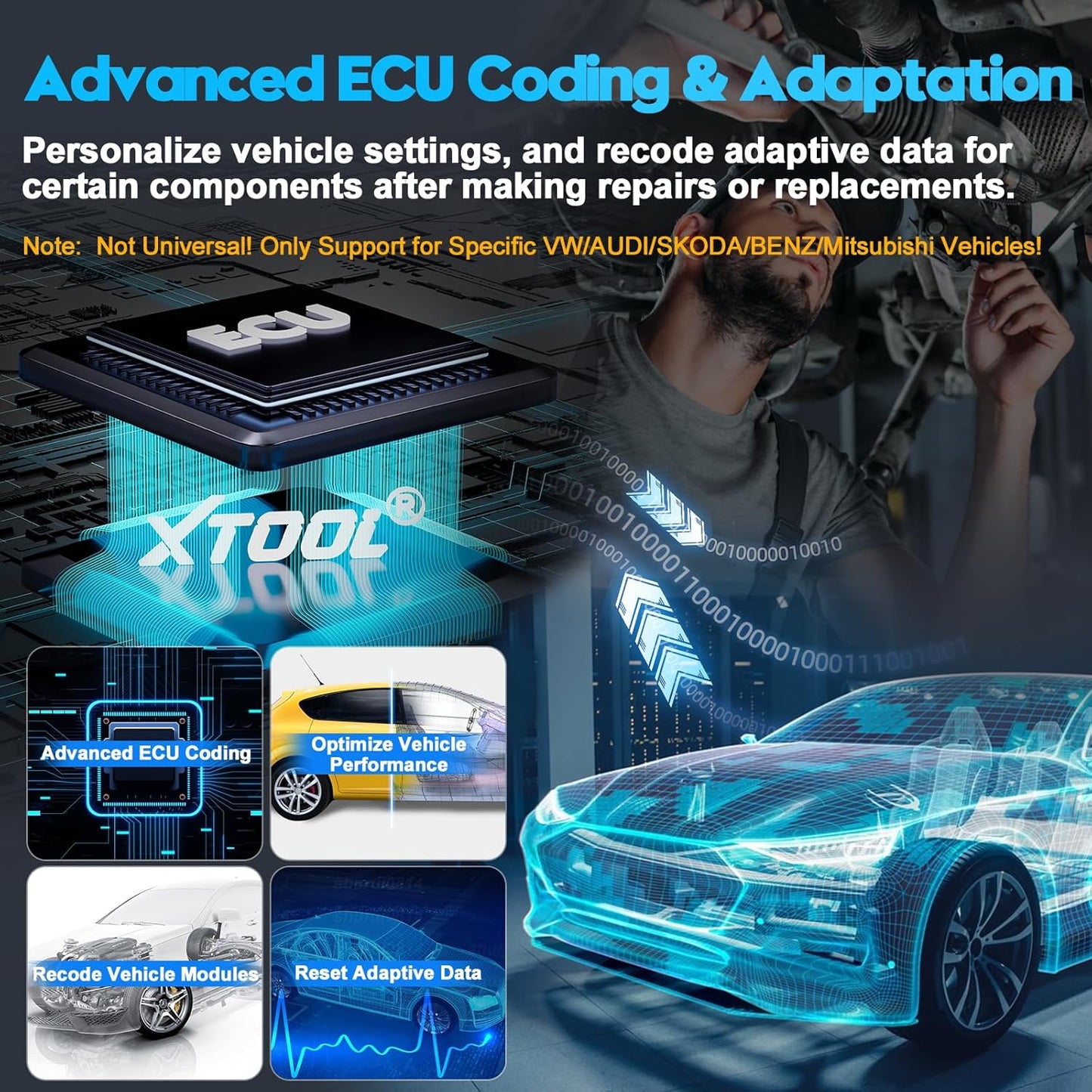 XTOOL D7W OBD2 Scanner Diagnostic Tool: 2025 Wireless Ver. of D7/D7S/D7BT, Bidirectional Scan Tool with ALL System Diagnostic, PMI, ECU Coding, 39+ Resets, 3-Year Updates, CAN FD/DoIP, Scanner for Car