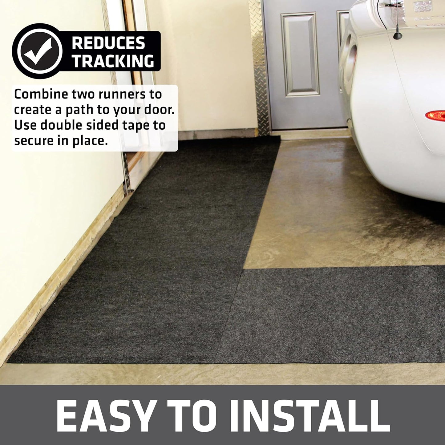 Drymate Garage Floor Runner Mat, (8'10" x 2'6"), Protects Surfaces, Absorbent, Waterproof, Slip-Resistant, Quick Dry Carpet Fabric, Trimmable & Washable (USA Made) (Charcoal)