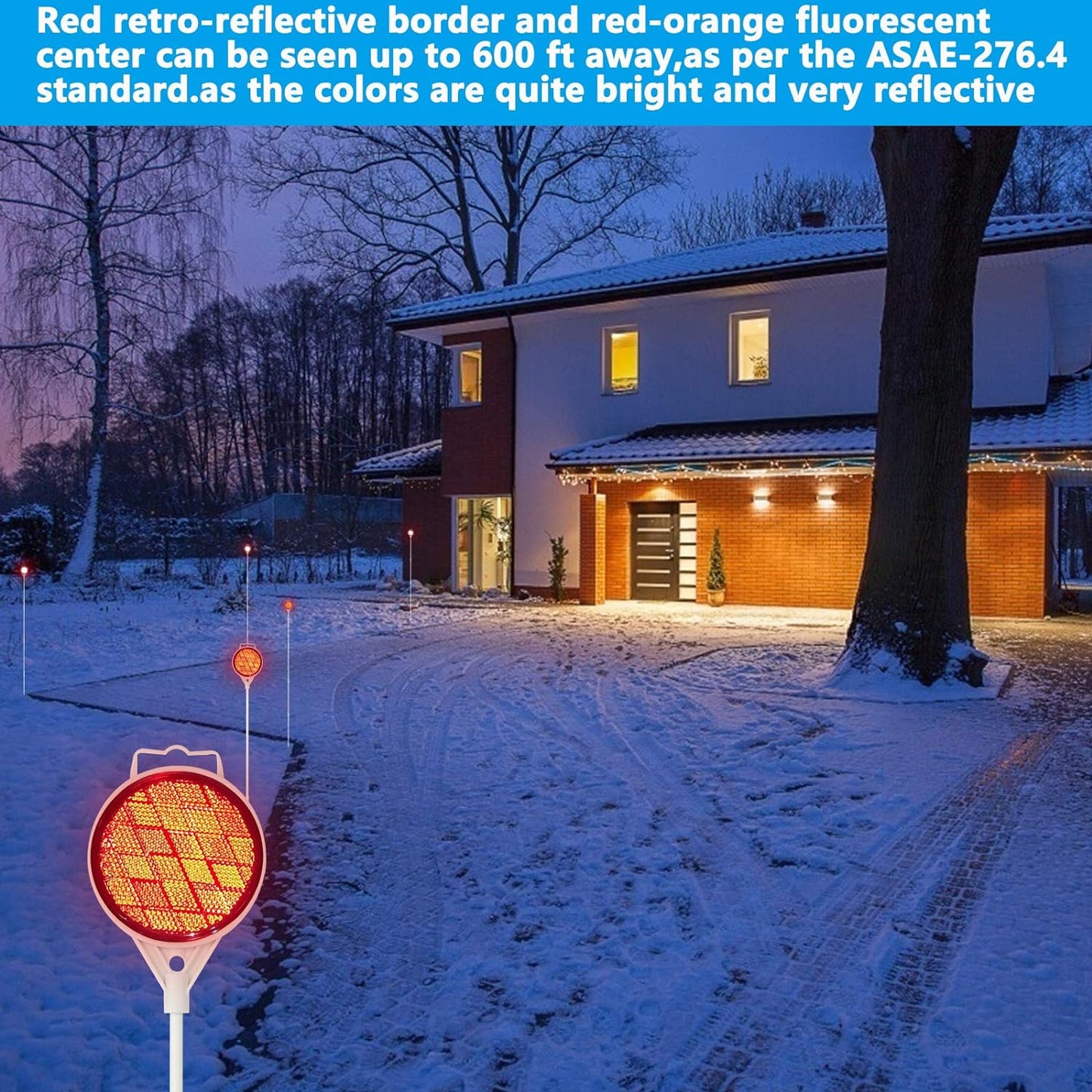 Reflective Driveway Markers, Reflectors for Driveway Entrance, Snow Plow Markers, 51 Inch Fiberglass Pole Double Sided Reflector for Driveway (Pack of 8)