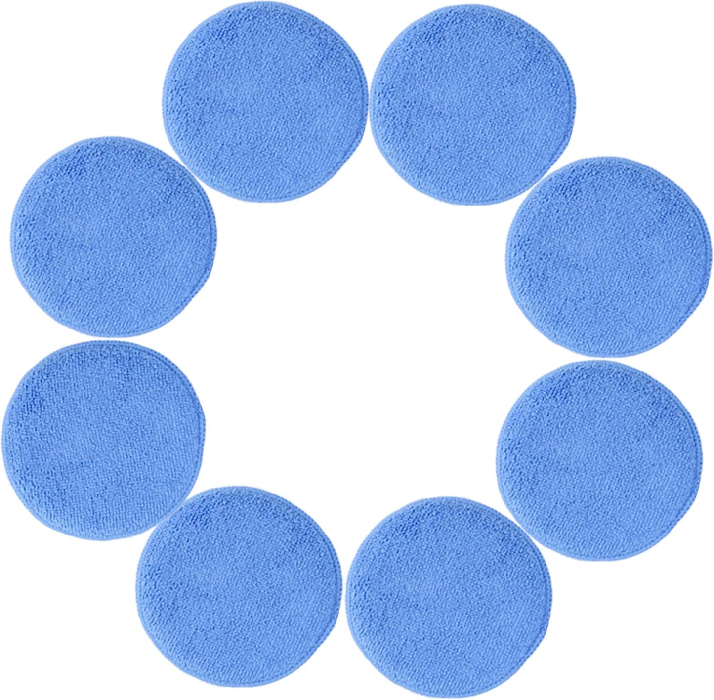 Polyte Microfiber Detailing Wax Applicator Pad, 8 Pack (Blue, 5 in)