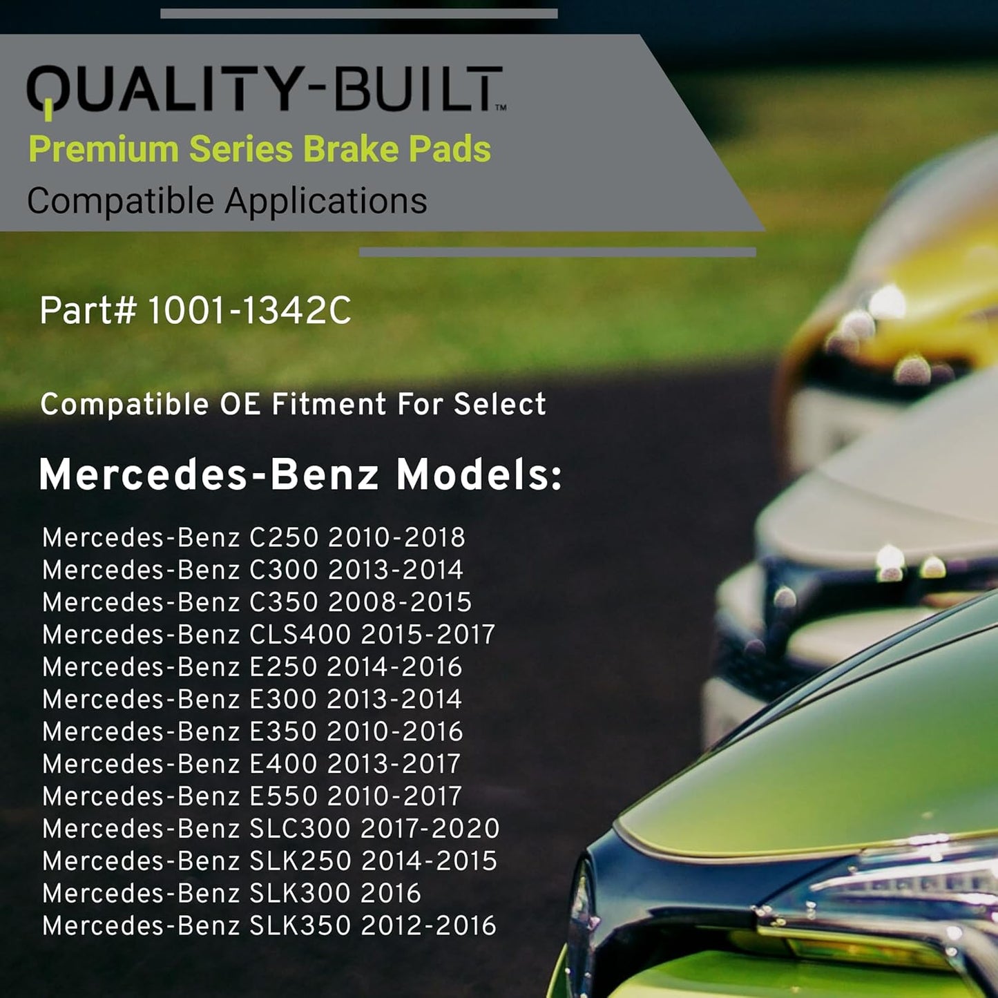Premium Ceramic Front Brake Pads (1001-1342C) Compatible with 2008-2020 Mercedes-Benz (C250/C300/C350/CLS400/E250/E300/E350/E400/E550/SLC300/SLK250/SLK300/SLK350)