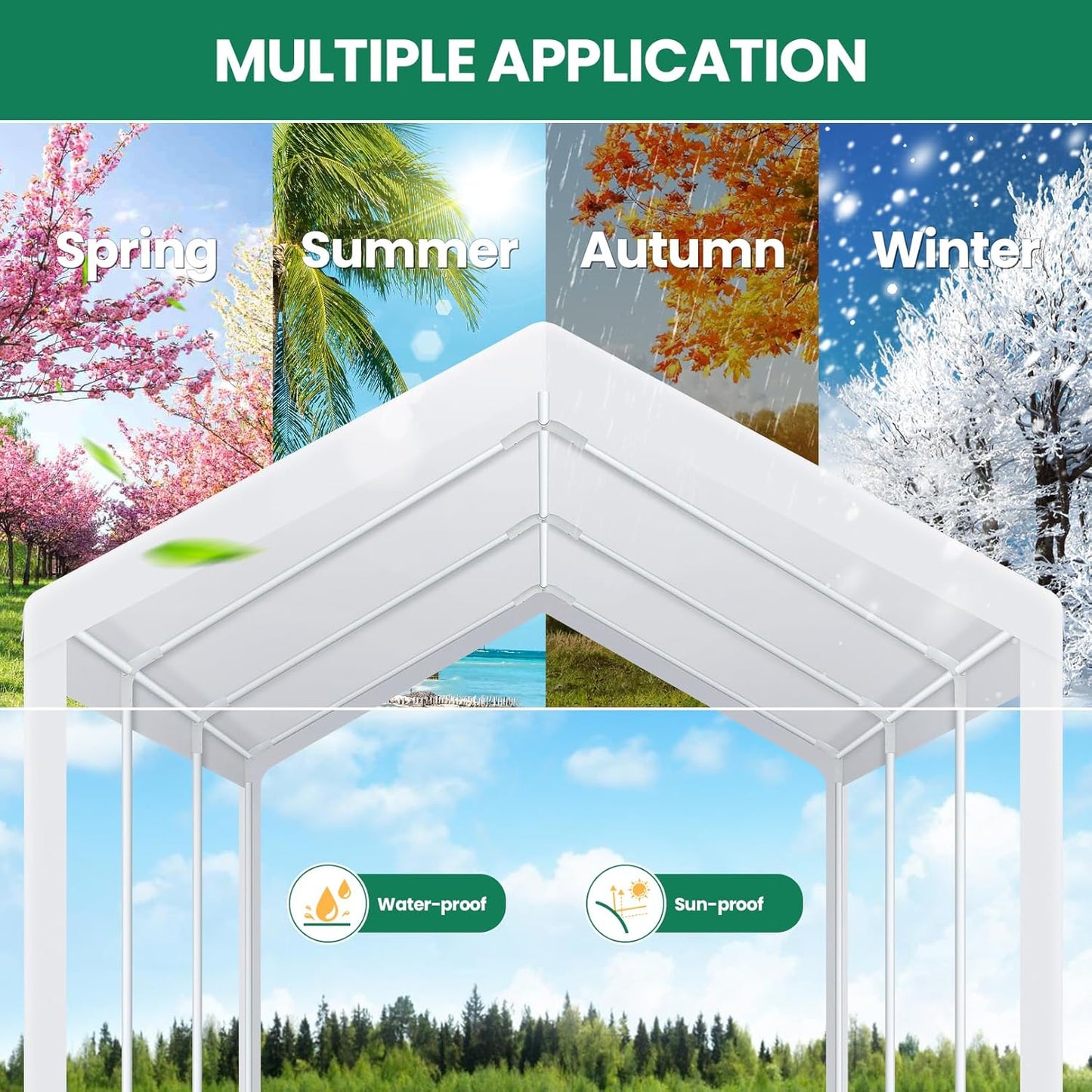 COBIZI Carport Canopy 12x20 Heavy Duty Car Tent Garage, Galvanized Frame Car Canopy Outdoor Shelter Waterproof & UV Protected with Built-in Sandbags & All-Season Tarp for Car Boat Truck, White