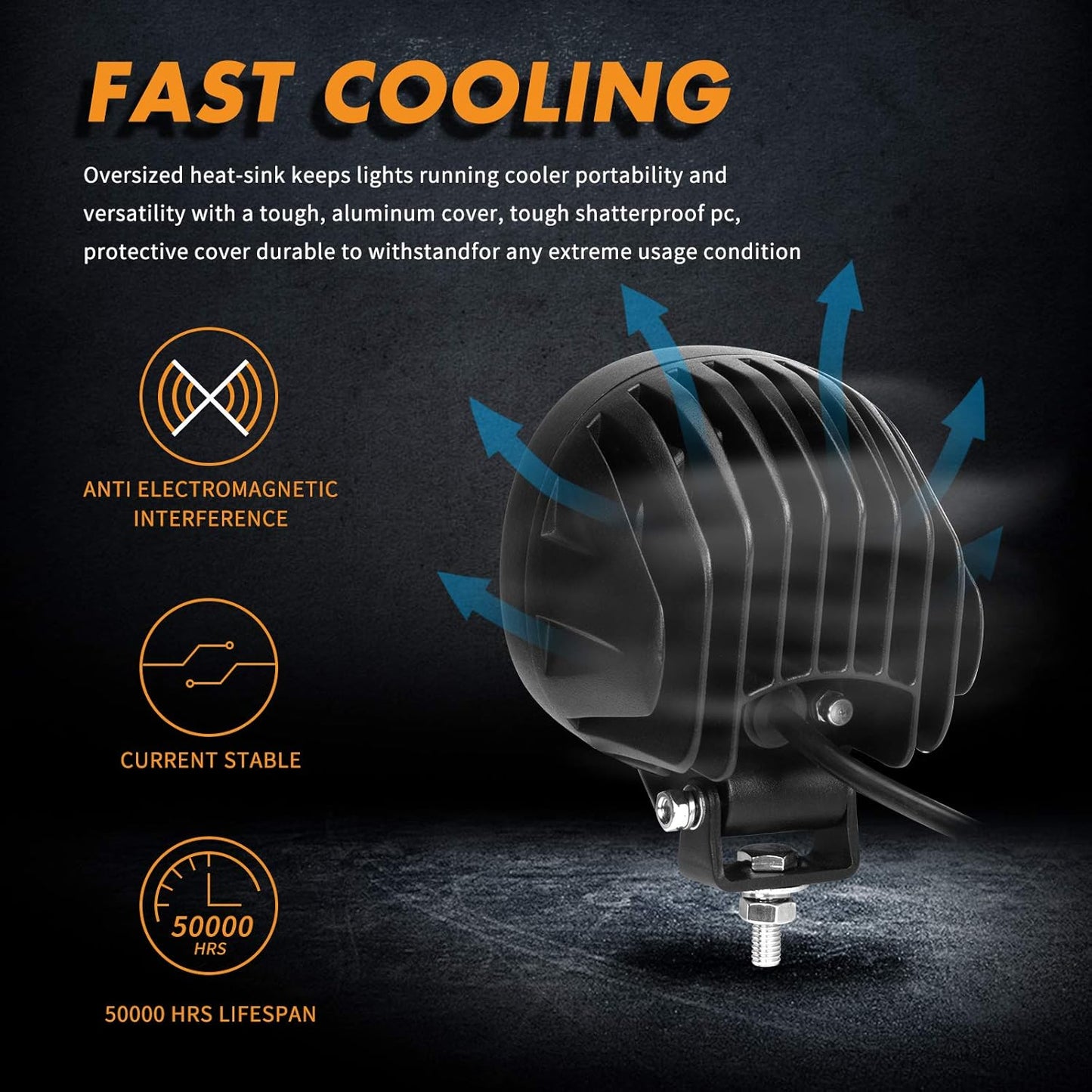 YCHOW-TECH 2PCS 4 Inch LED Amber Fog Lights 90W Yellow Round Offroad Light Bar Flood Beam Off Road LED Pods Bumper Ditch Lights Driving Work Light for Truck Boat Pickup ATV UTV SUV