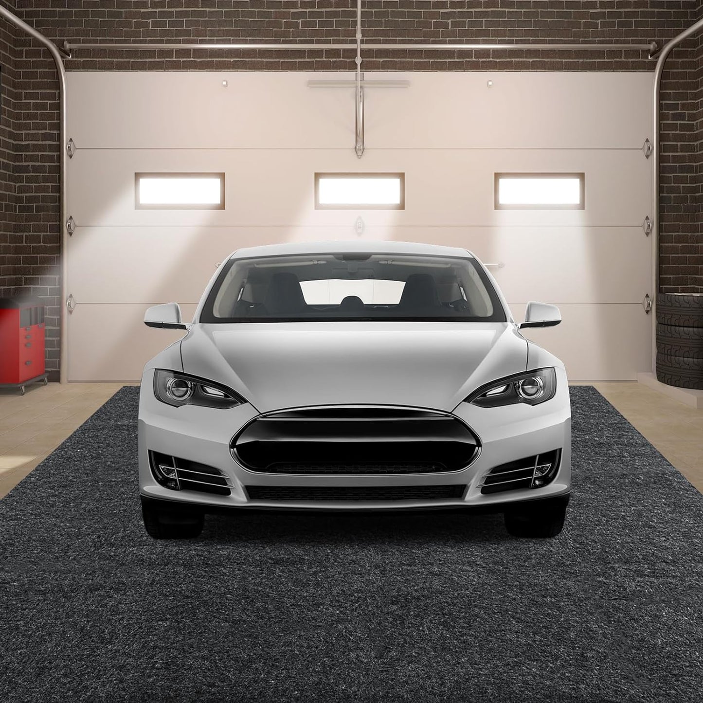 MABOZOO Garage Floor Mat 14.7x7.7 Ft, Extra Large Garage Carpet Rug, Reusable Absorbent Oil Spill Mat, Washable Parking Flooring Rug for Under Car, Protects from Spills, Drips and Stains