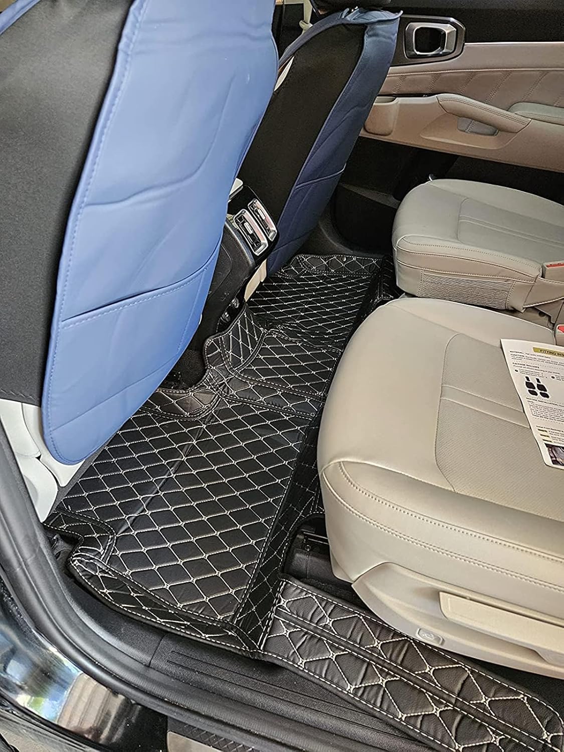 Custom Car Floor Mat Compatible with BMW Mercedes-Benz Toyota Cadillac Lexus Honda Infiniti Nissan Hyundai Kia Audi All Models Cars Sedans SUVs Automotive Mats (Edge Orange Middle Black Beige)