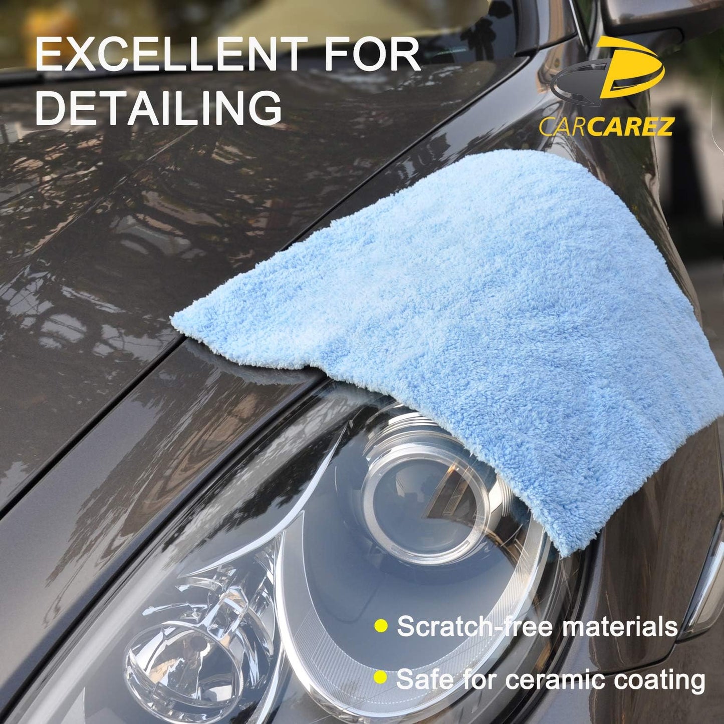 CARCAREZ Microfiber Towels for Cars, Car Drying Wash Detailing Towel with Plush Edgeless Microfiber Cloth (Multi)