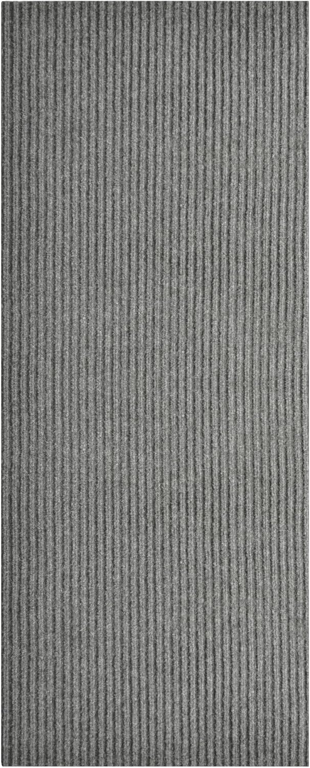 iCustomRug Spartan Weather Warrior Indoor/Outdoor Utility Ribbed Carpet Runner with Non-Slip Thermoplastic Rubber Backing, 3ft X 22ft in Grey