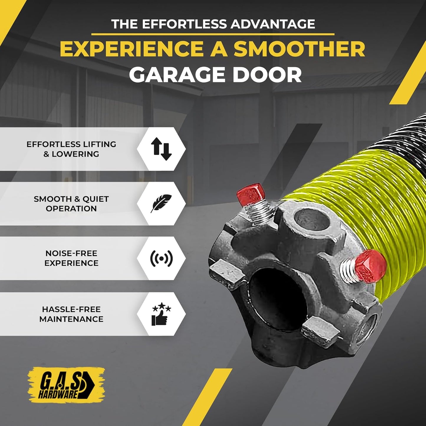 Garage Door Torsion Spring 207x1.75x26 Includes 1” Steel Bearing, Gloves, Manual, and Winding Bars for Right Side of Garage Door Precision E-Coating 5-Year Warranty Min. 30,000 Cycles (Black Cone)