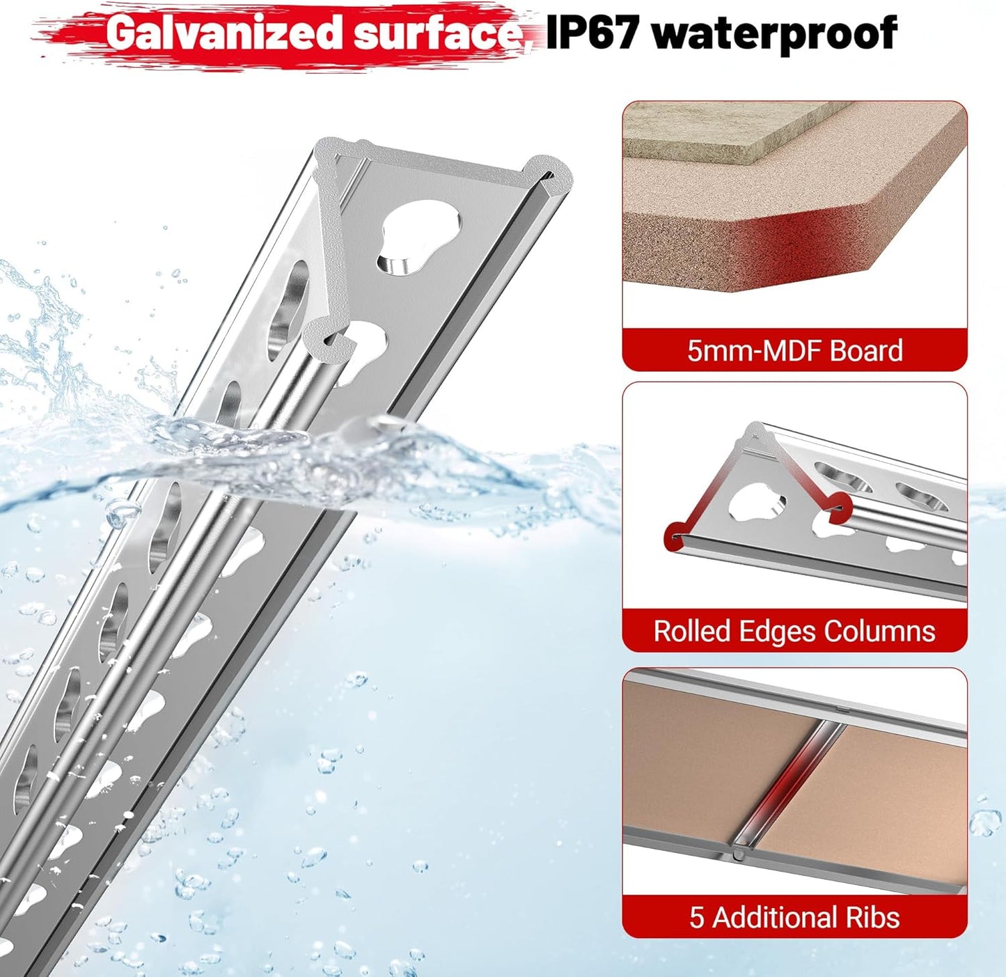 REIBII 2020LBS Garage Shelving Heavy Duty Metal Shelving 5 Tier Storage Shelves, Garage Shelves for Warehouse Basement, Easy Assembly, 72" H x 35.55" W x 16" D, Galvanized, 4 Pack