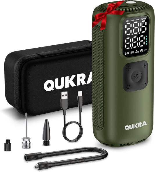 T22 Tire Inflator Protable Air Compressor, 3× Faster Auto Cordless Air Pump, 160PSI Tire Pump, Smart Electric Pump with LED Light and Digital Display for Car Motorcycle Bike and Ball, Green